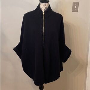 EUC Joan Vass studio black sweater zipped poncho​​​​​​​​​​